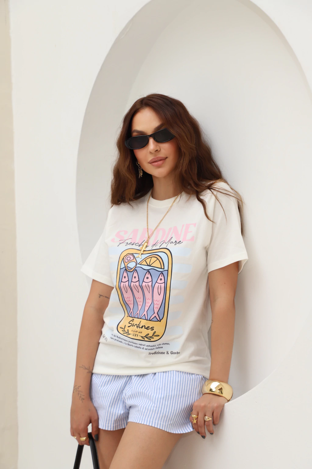 CAMISETA FEMININA SARDINE FRESCH OFF  ALGODÃO