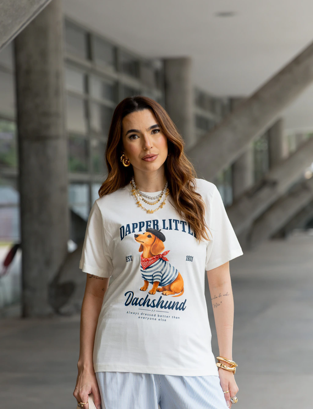 CAMISETA FEMININA LITTLE DOG OFF UZZY ALGODÃO