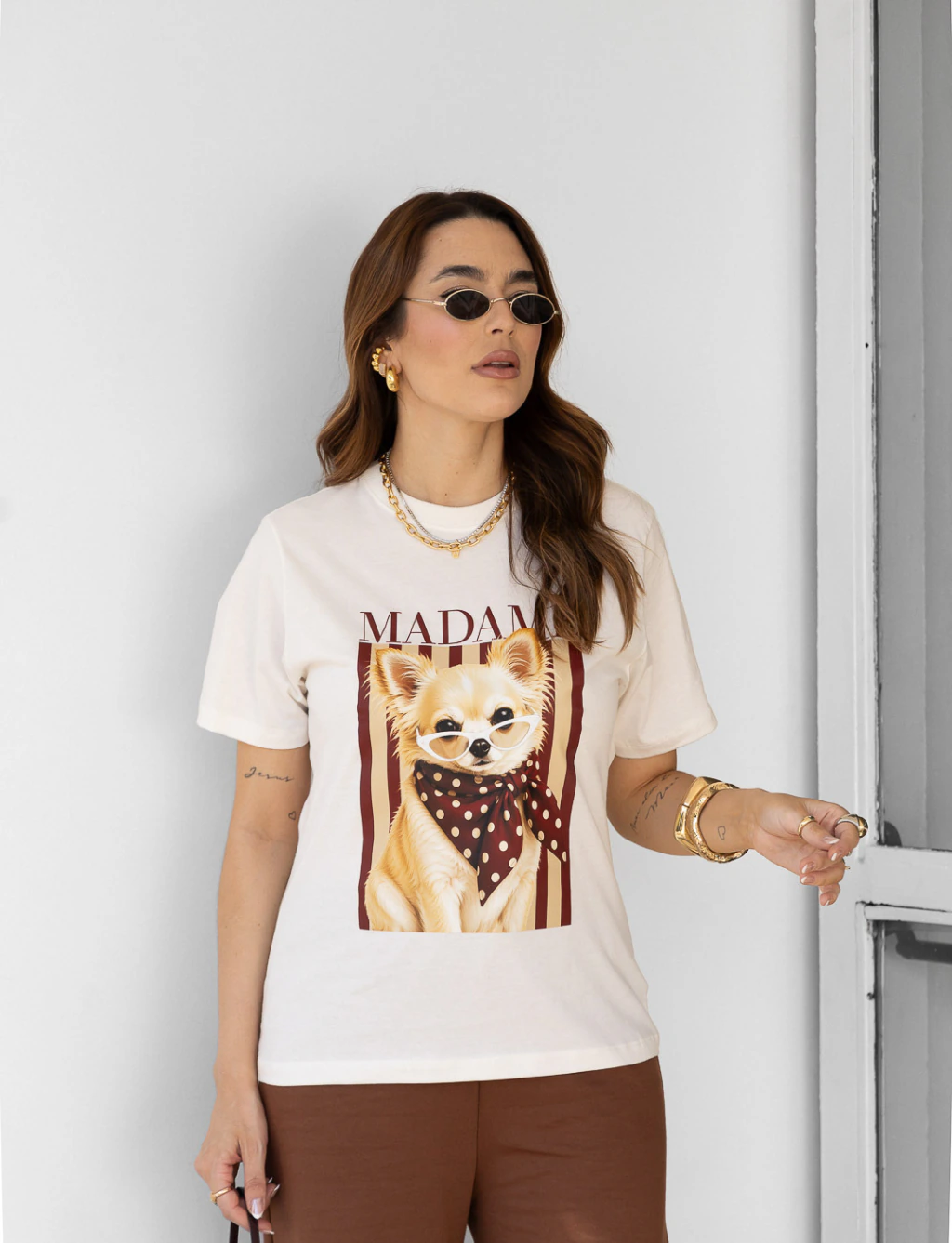 CAMISETA FEMININA MADAME OFF UZZY ALGODÃO